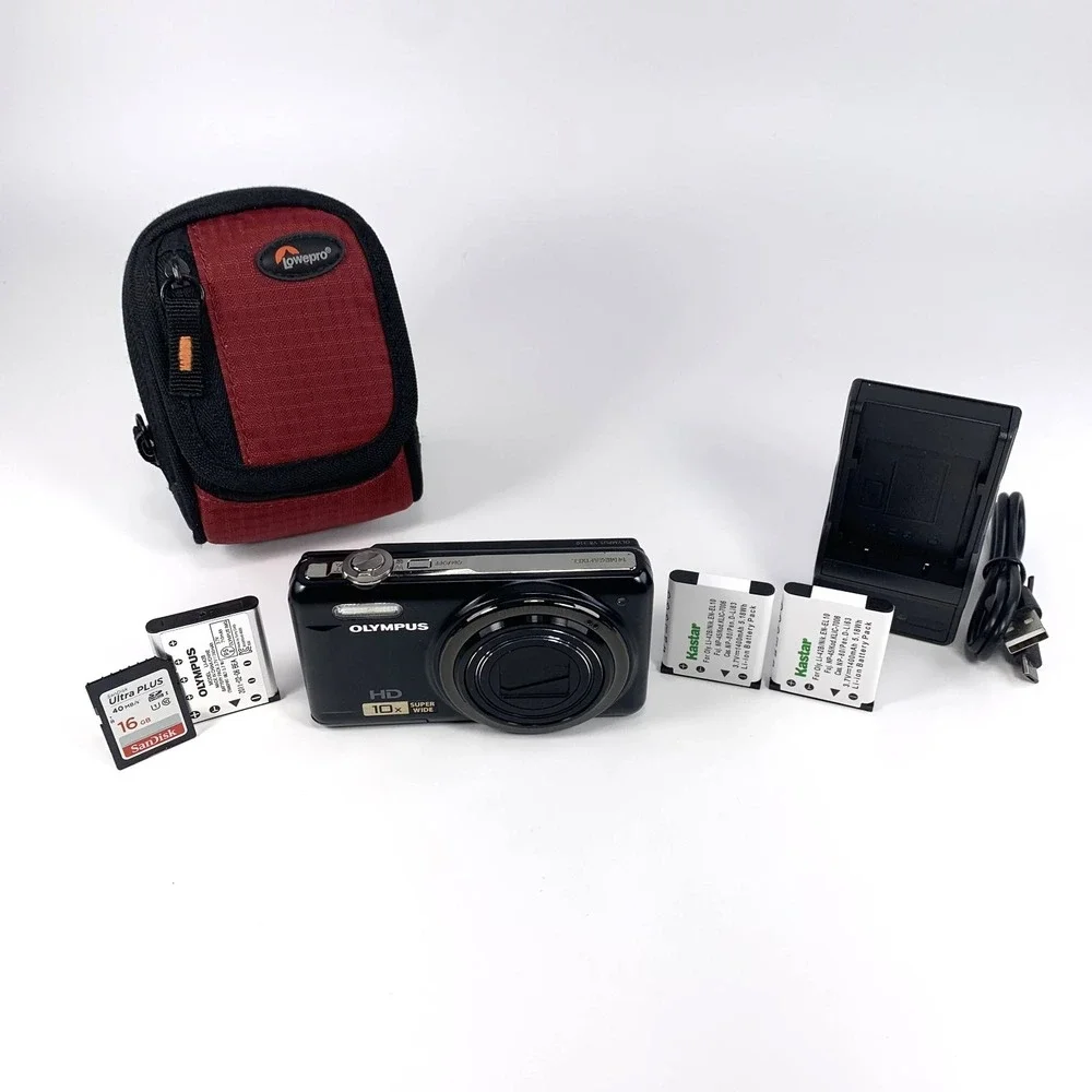 Olympus‎ VR-310 14mp Digital Camera w/ 3 Batteries Charger SD Card & Bag TESTED